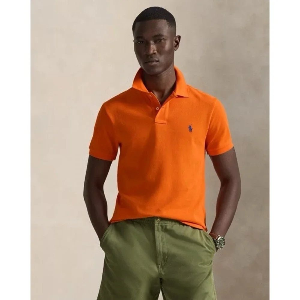 Polo Ralph Lauren Men's Bright Orange Polo Short Sleeve Collared Neck Size XXL